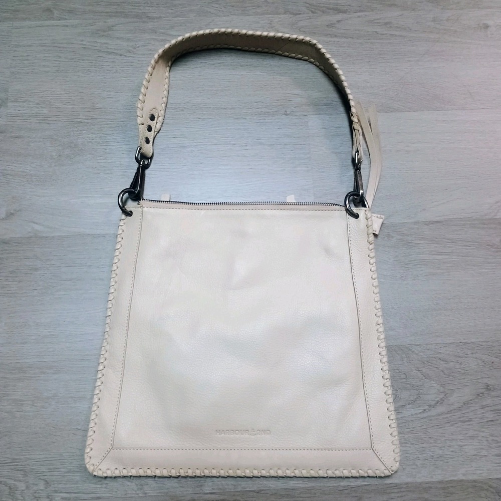 Harbour 2nd Cream White Leather Tote Purse Bag Neutral